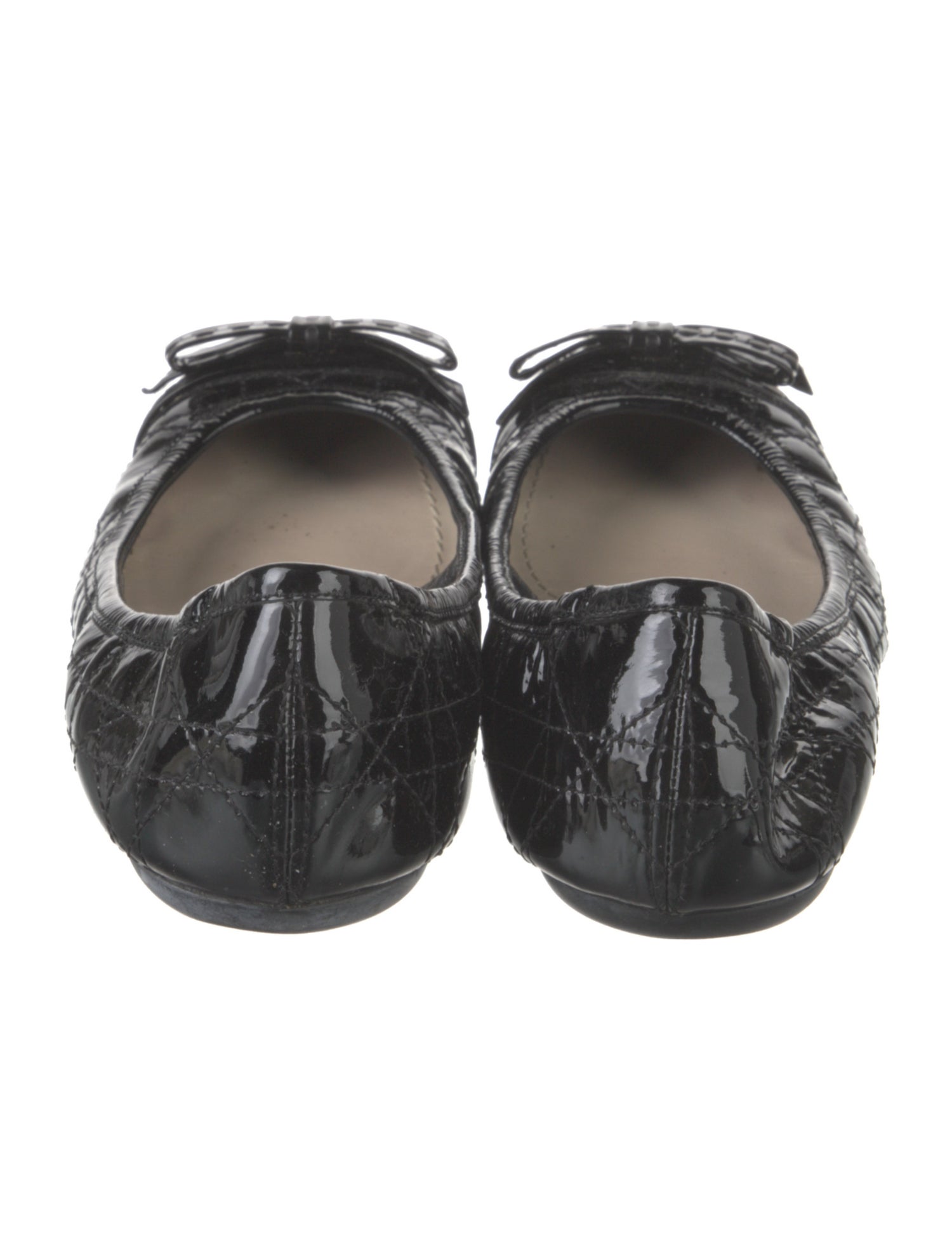 Christian Dior Cannage Pattern Patent Leather Ballet Flats